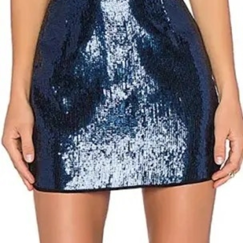 NBD Navy Sequin Mini Skirt